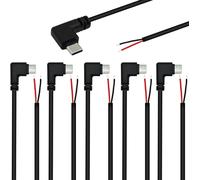 6 PCS Queue de Cochon USB Type-C,Angle Droit de 90 degrés 22AWG 5V/3A Prise USB-C vers Fil Nu à 2 Broches,USB Type C rallonge de câble,Prise USB C à souder pour Les bricoleurs (25 cm)