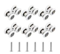 6 PCS Roulette Porte Coulissante Métal, Roulettes pour Porte Coulissante Douche avec Roulement à Billes, Glissement Fluide et Silencieux, Kit de Remplacement pour Baie Vitrée, Placard, Cuisine