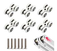 6 PCS Roulettes Porte de Douche, avec filetage M6, Roulettes silencieuses pour porte coulissante avec 4 roues, Roulement à Billes en Métal, pour Rail de Porte Coulissante, Adapté Douche, Adapté Douche