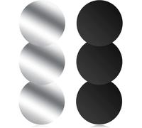 6 Pcs Round Metal Magnet Self Adhesive Car Phone Magnet Black + Silver