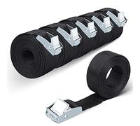 6 Pcs Sangle d'Arrimage Noir, Sangle de Serrage avec Boucle Sangle de Fixation pour Moto, Remorque, Camion - 2 m x 25 mm