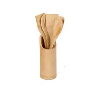 6 pcs. Set d'ustensiles de cuisine en bambou avec support Couverts de cuisine Spatule Fourchette Set de cuisine Cuillère