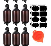 6 Pcs Soap Pump Dispensers And Lotion,300 Ml Empty Plastic Pump Bottles,Bottle Container For Liquid Soap,Lotion,Shower Shampoo,With Funnel,Label