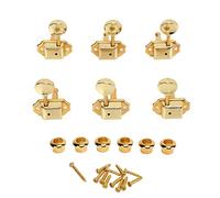 6 Pcs String Tuning Pegs for Electric Guitar, Metal Machine Head Tuners, 3L3R High - Strength Locking Tuners with Studs and Screws, Rust - Resistant Precision Gear for Accurate (Or)