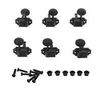 6 Pcs String Tuning Pegs for Electric Guitar, Metal Machine Head Tuners, 3L3R High - Strength Locking Tuners with Studs and Screws, Rust - Resistant Precision Gear for Accurate (Noire)