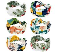 6 Pcs Summer Vector Geometric Frame with exotic fruits Headbands Hair Accessories - Large nœud Bow Headband, Turban Headwraps for Women and Girls