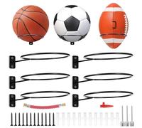 6 Pcs Support Mural Ballon, Support Ballon Foot, Support Rangement Ballon Foot Basket, Support Mural de Football, Porte Ballon Mural, Support de Stockage pour Ballons de Basket-ball Volley Rugby