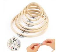 6 Pcs Tambours à Broder, ELEPRUC Bambou Tambour Broderie, Cercle de Broderie, Réglable Cercle a Broder, Tambour Broderie pour Art Craft, Broderie (8/10/13/16/18/20cm)