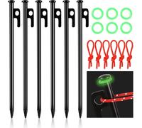 6 Pcs Tent Pegs,25 Cm Long Pegs,Camping Pegs,Fixing Pegs,Tarpaulin With Light Rings Reflective Ropes For Outdoor Camping Hiking