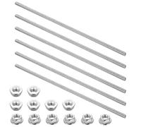 6 Pcs Tige Filetée M8, Tiges Filetées M8 x 300 mm, Rallonge Tige Filetée en Acier Inoxydable avec 12 écrous à Bride pour fabrication de meubles de machines