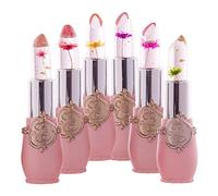 6 PCS Transparent Changer Couleur Baume À Lèvres Hydratant Rose Cristal Gelée Fleur Maquillage Température Rouge À Lèvres Longue durée Baume À Lèvres Changement De Couleur Température Des Lèvres