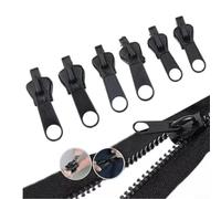 6 Pcs Zipper Repair Kit Plastic Sliders Small Medium Large(black)