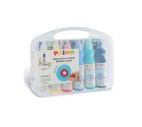 Primo 651w6sp Peinture Amovible. Flacon De 75 Ml Avec Bouchon Doseur. 6 Couleurs. Mallette Multifonction Avec 1 Feuille Transparente