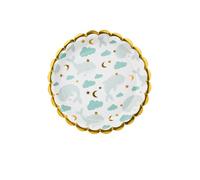 PartyDeco Assiettes en carton Baleine Bleu ciel 18 cm – Lot de 6