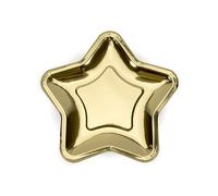 6 Petites assiettes en carton étoile métallique doré 18 cm - Doré - Taille Unique