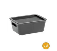 6 Petits bacs de rangement avec couvercle 1 Litre - Gris