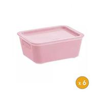 6 Petits bacs de rangement avec couvercle 1 Litre - Rose