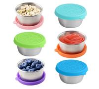 6 Pezzi Contenitori per Condimenti per Insalata Piccoli, 50 ML Contenitore per Condimenti con Coperchio, Contenitori Piccoli Acciaio Riutilizzabili Mini Tazze A Prova di Perdita per Salsa, Condimenti