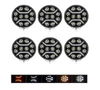 6 Phares de Travail Auxiliare Longue Portée + Feu de Position Orange Blanc LED 11000 Lm 12V 24V 125W - Camion Poids Lourds VTT 4x4