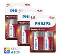 6 PHILIPS POWER ALKALINE D LR20 BATTERIES 1.5V MONO MN1300 2BL EXP 2030 NEUF