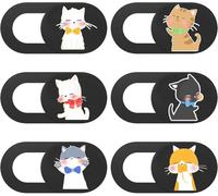 6-Piece Computer Camera Cover with Sliding Front Camera Cover for Laptop,PC,Smartphones,Tablets,etc. (Cats)