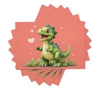 6 pièce Dinosaure 3D Mignon Set de Table, Set de Table Rectangulaire Motif Plantes et Animaux Simples Imprimé Antidérapant Rose Corail Lavable pour Cuisine Salle à Manger Fête Maison, 30x45cm