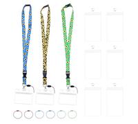 6 Pièce étiquettes de bagage imperméables avec 3 pochettes lanyard,Porte-badge en forme de tournesol,Extensibles étiquettes de bagage carte d'identité,pour enseignants