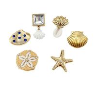 6-Piece Gold Sea Shell And Starfish Sandal Charms - Elegant Metal