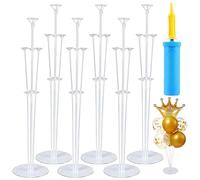 6 Pièce Kit Support Ballon Anniversaire avec Bases & Pompes, Supports Ballons Table Plastiques Réutilisable, Porte Baudruche Transparents pour Décoration Fête, Mariage,Noël,Halloween