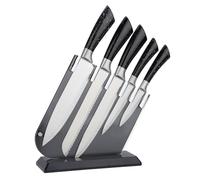 6-Piece Knife Set, Kitchen Knife Set with Knife Block - Stainless Steel Knife, with Ergonomic Handle, Sharp Knife, Ideal for Household, Professional, Gift Wrapping, Schwarz