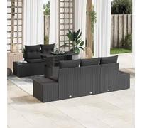 6-Piece Modular Outdoor Patio Sofa Set with Adjustable Cushions and Coffee Table, Black Garden Furniture Sectional Conversation Set for Terrace, Backyard, Poolside Relaxation and Entertainment