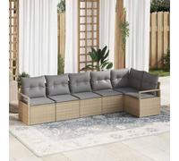 6-Piece Outdoor Patio Furniture Set, Modular Garden Sofa with Cushions, Beige and Light Grey Wicker Rattan Sectional Conversation Set for Terrace, Balcony, Backyard, Weather-Resistant & Easy Assembly
