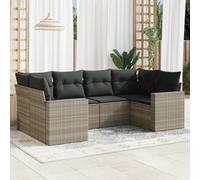 6-Piece Outdoor Patio Furniture Set with Light Gray Cushions, Wicker Resin Modular Sectional Sofa for Garden, Backyard, Poolside, Waterproof Storage & Removable Covers, Durable All-Weather Design