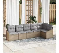 6-Piece Outdoor Patio Sofa Set, Modern Beige and Light Grey Poly Rattan Sectional Furniture with Waterproof Storage Bag, Weather-Resistant for Garden, Terrace, 5-Seater, Durable and Comfortable
