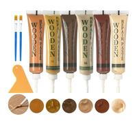 6 Pièce Pate a Bois Rebouchage Kit Reparation Parquet, Pate Bois Rebouchage Efficace Pratique Facile Utiliser Naturel Esthétique pour Réparer Rayures Fissures Trous Taches avec 2 Pinceaux 1 Raclette