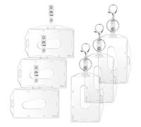 6 Pièce Porte Badge Transparent en PC Plastique avec Crochets et Clip,Horizontal et Vertical à Double Usage,Retractable Porte-Badge,pour carte d'identité, Scolaire,Bureau