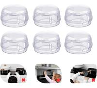 6 Piece Safety Cover For Stove,Cooker Protection Buttons,Stove Button Covers,Stove Button Protectors For Baby Kitchen Safety Locks (White)