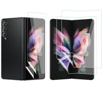 [6-Piece Screen Protector Compatible With Samsung Galaxy Z Fold 3 5g, Tpu Screen Protector + Tempered Glass Rear Camera Protector [Fingerprint Support] For Galaxy Z Fold 3 5g