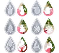 6 Piece Silicone Mould For Christmas Tags, Epoxy Resin Mould For Santa Claus Reindeer Snowman Christmas Tree Epoxy Molding Diy Xmas Resin Decorations