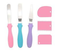 6 pièce Spatules Coudées à Pâtisserie, 3 Inoxydable à GâTeaux en Plastique,3 Grattoirs en Plastique pour Gâteaux,Spatule Glaçage du Gâteau,Avec Poignée pour la Cuisson et la Décoration de Gâteau Sup