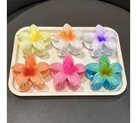 6 pièces/1 pièce Épingles à cheveux en plastique de fleurs d'hibiscus hawaïennes de couleurs aléatoires blanc, jaune, rose, bleu, violet, orange de 7,3 cm/2,87 pouces. Pinces à cheveux élégantes et mi