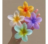 6 pièces/1 pièce Épingles à cheveux en plastique léger de 7,3 cm/2,87 pouces de forme de fleur d'hibiscus de plage blanc, jaune, rose, bleu, violet, orange en couleurs mélangées aléatoires. Pinces à c