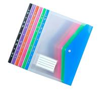 6 pièces 11 trous pochette perforée format lettre dossiers de classement portefeuille de documents avec fermeture à bouton et fenêtre d ' étiquette pour pochettes de fichiers de bureau