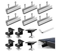 6 Pièces 12 cm argenté support de montage de module solaire,Kit de montage sur rack PV,Support de module solaire avec pinces réglables de 30-35 mm,Convient aux toits plats,aux toits tôle trapézoïdale