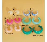 6 pièces/12 pièces/18 pièces Set de boucles d'oreilles en forme de C en résine acrylique et acétate, bijoux de mode Première carte 6 paires,Deuxième carte 6 paires,Troisième carte 6 paires,Paires de s