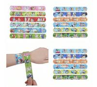 6 pièces/12 pièces Bracelets claquants avec personnages de Bluey, bracelets de costume de fête, design unique avec motif du jeu Bingo et des amis, design de dessin animé, couleurs vives, bracelets réu