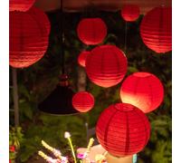 6 pièces/12 pièces Lanternes en papier pliables, rouges et oranges, décoration suspendue polyvalente, convenant pour le Nouvel An chinois, les anniversaires, les fêtes, la saison des récoltes, Hallowe