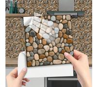 6 pièces/12 pièces Papier peint en pierre de galets, autocollants de carrelage 3D amovibles et réutilisables pour cuisine, salle de bain, salon, dortoir, mur, sol, facile à installer, taille : 10/15/2