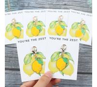 6 pièces/12 pièces Porte-clés pendentif citron jaune avec carte de poche message de motivation, cadeau personnalisé parfait pour les amis, la famille, les collègues et les êtres chers Fruits & légumes