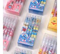 6 pièces/12 pièces Set de stylos à gel neutres, motifs de points de couture, ours fraise, personnages de bande dessinée. Encre à séchage rapide, stylos signature, stylos d'écriture, stylos de papeteri